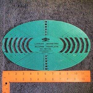 VINTAGE MANUAL DRAFTING ELLIPSE TEMPLATES, ISOMETRIC BY DEGREE 1/8 TO 12.2 IN.
